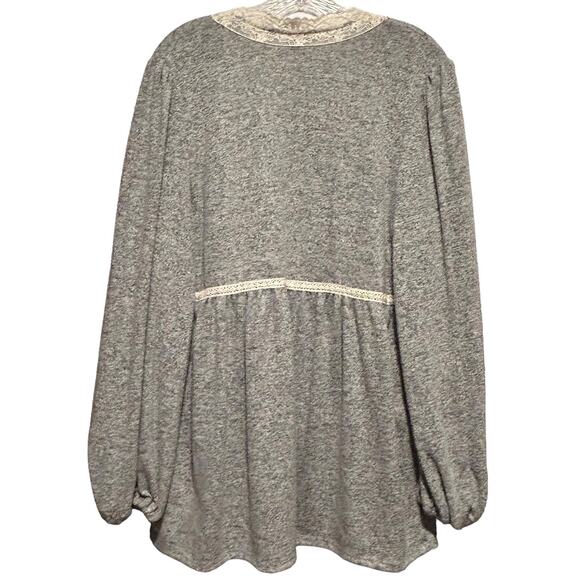 KNOX ROSE M Cardigan Soft Open Front Lace Trim Cottage Boho Country Romantic - Picture 8 of 8